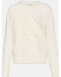 Moncler - Embroidered Logo Cashmere & Wool Jumper - Lyst