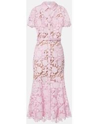 Self-Portrait - Belted Lace Shirt Dress - Lyst