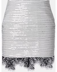JACQUES WEI - Lace-Trimmed Sequined Cotton Miniskirt - Lyst