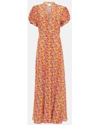 Caroline Constas - Vestido Largo Bel De Seda Crepe Floral - Lyst