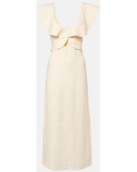 Johanna Ortiz - Ruffled Linen Midi Dress - Lyst