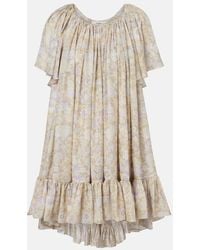 Chloé - Floral Ruffled Silk Charmeuse Minidress - Lyst