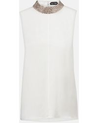 Tom Ford - Embellished Silk Satin Top - Lyst