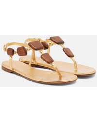 Gianvito Rossi - Munduk Embellished Leather Thong Sandals - Lyst