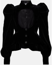 McQueen - Cutout Ruffled Cotton Velvet Jacket - Lyst