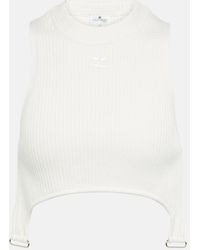 Courreges - Ribbed-Knit Cropped Top With Suspenders - Lyst