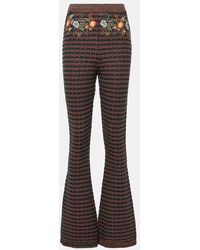 Etro - Embroidered High-Rise Flared Pants - Lyst