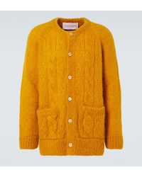 Valentino - Cable-Knit Mohair-Blend Cardigan - Lyst