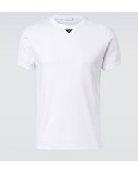 Prada - Camiseta Triangle De Jersey De Algodon - Lyst
