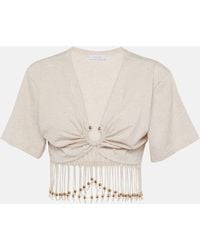 Rabanne - Fringed Cotton Crop Top - Lyst