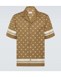 Moncler - Camisa bowling de popelin de algodon estampada - Lyst