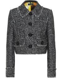 Dolce & Gabbana Chaqueta en mezcla de lana pata de gallo - Negro