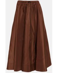 Valentino - Pleated Silk Midi Skirt - Lyst