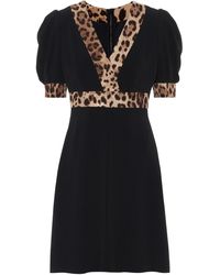 Dolce & Gabbana Ausgestelltes Kleid mit Leoparden-Print - Schwarz