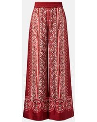 La DoubleJ - Printed Silk Twill Palazzo Pants - Lyst