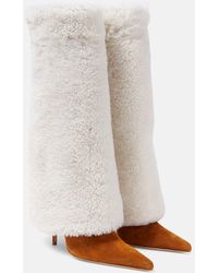 Magda Butrym - Shearling And Suede Knee-High Boots - Lyst