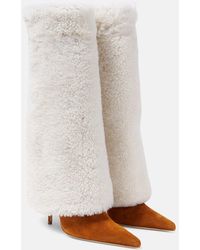 Magda Butrym - Shearling And Suede Knee-high Boots - Lyst