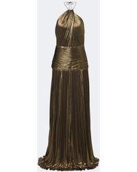 retroféte - Thalia Plisse Halterneck Lame Gown - Lyst