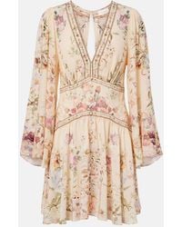 CAMILLA - Embellished Floral Silk Minidress - Lyst
