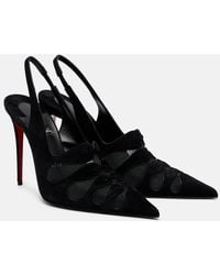 Christian Louboutin - Circus Max Suede And Mesh Slingback Pumps - Lyst