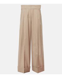 Max Mara - Pleated Cotton-blend Twill Wide-leg Pants - Lyst