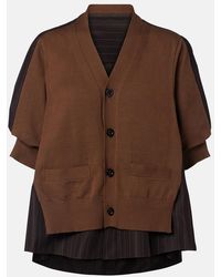 Sacai - Striped Cotton Cardigan - Lyst