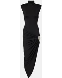 Area - Midikleid Aus Jersey Mit Kristallen - Lyst