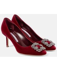 Manolo Blahnik - Salones Hangisi 70 De Terciopelo Adornados - Lyst