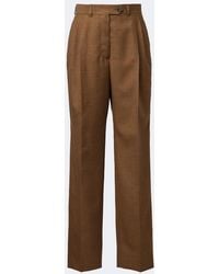 Prada - Pleated Virgin Wool Straight Pants - Lyst