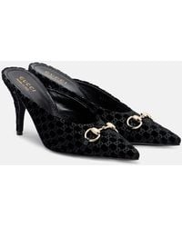 Gucci - Mules De Terciopelo Gg Con Horsebit - Lyst