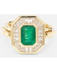 SHAY - Bague Halo Mini En Or 18 Ct, Emeraudes Et Diamants - Lyst