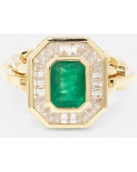 SHAY - Halo Mini 18kt Gold Ring With Emerald And Diamonds - Lyst