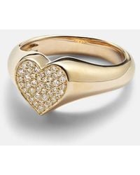 Sydney Evan - 14kt Yellow Gold Heart Ring With Diamonds - Lyst