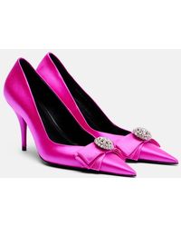 Balenciaga - Avenue Palazzo 90 Embellished Satin Pumps - Lyst