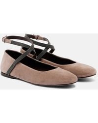 Brunello Cucinelli - Monili Suede Ballerina Flats - Lyst