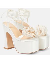 Magda Butrym - Floral-Applique Satin Platform Sandals - Lyst