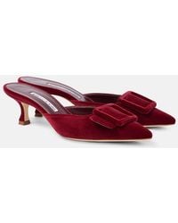 Manolo Blahnik - Maysale 50 Velvet Mules - Lyst