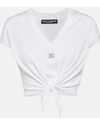 Dolce & Gabbana - Jersey T-Shirt With Dg Logo And Knot Detail - Lyst