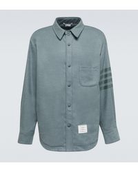 Thom Browne Hemdjacke 4-Bar aus einem Wollgemisch - Blau