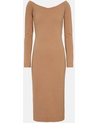 Fendi - Robe Midi En Laine Melangee - Lyst
