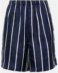 Ami Paris - Striped High-rise Silk Shorts - Lyst