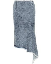 Balenciaga - Asymmetric Denim Midi Skirt - Lyst