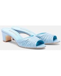 Manolo Blahnik - Piruabar Gathered Leather Mules - Lyst