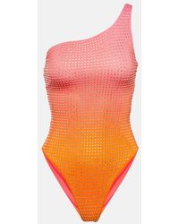 Self-Portrait - Crystal-Embellished Swimsuit - Lyst