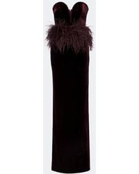 The New Arrivals Ilkyaz Ozel - Feather-Trimmed Velvet Bustier Gown - Lyst
