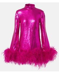 ‎Taller Marmo - Gina Sequined Feather-Trimmed Minidress - Lyst