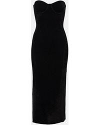 Galvan London - Titania Strapless Velvet Midi Dress - Lyst