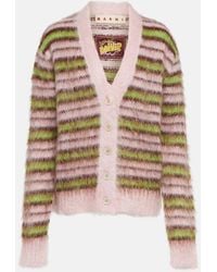 Marni - Striped Mohair-Blend Cardigan - Lyst