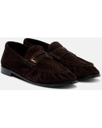 Saint Laurent - Le Loafer Cassandre Suede Penny Loafers - Lyst