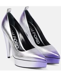 Tom Ford - Metallic Leather Platform Pumps - Lyst